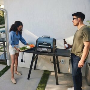 Ninja - Woodfire ProConnect Premium XL Outdoor 7-in-1 Grill & Smoker, App Enabled, Air Fryer, 2 Built-In Thermometers - Blue