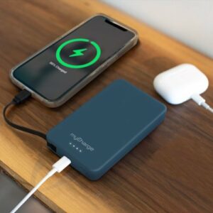 myCharge - AMP PRONG PLUS 10,000mAh Everything Built-In Portable Charge for Most USB-C Enables Devices - Blue