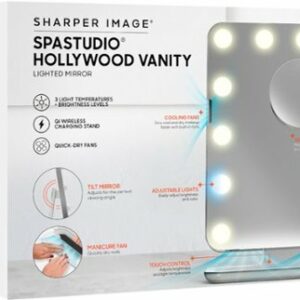 Sharper Image - SpaStudio Hollywood Vanity Mirror with Adjustable Tilt - White