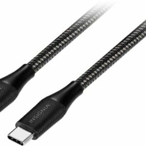 Insignia™ - 10’ 60W USB-C to USB-C Charge-and-Sync Braided Cable - Black