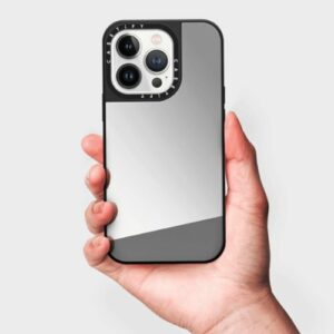 CASETiFY - Mirror Case with MagSafe for Apple iPhone 14 Pro Max - Silver with Black Bumper