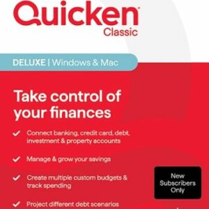 Quicken Classic Deluxe  for New Subscribers, 1-Year Subscription - Mac OS, Windows, Android, Apple iOS [Digital]