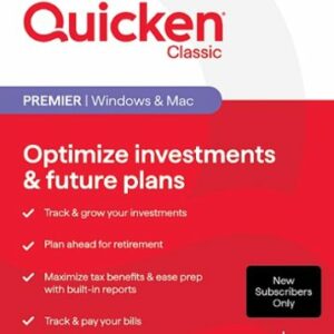 Quicken Classic Premier  for New Subscribers, 1-Year Subscription - Mac OS, Windows, Android, Apple iOS [Digital]