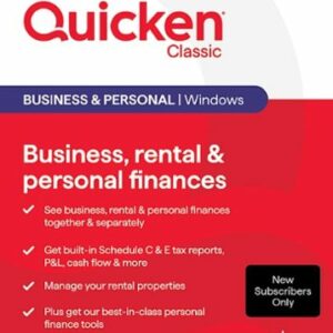 Quicken Classic Business and Personal  for New Subscribers, 1-Year Subscription - Windows, Android, Apple iOS [Digital]