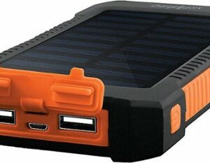 Chargeworx - 10,000mAh Premium Solar Power Bank with built-in Dual USB Ports - Black