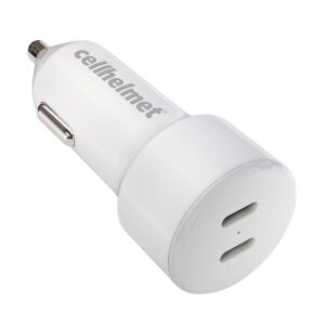 Cellhelmet - 20W Dual Car Charger Plug Type-C with Total 40W Output - White