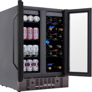 NewAir - 18 Bottle and 58 Can Built-in Dual Zone Factory Refurbished Wine and Beverage Cooler - Black