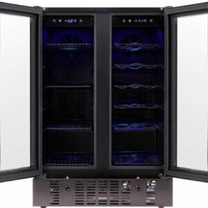 NewAir - 18 Bottle and 58 Can Built-in Dual Zone Factory Refurbished Wine and Beverage Cooler - Black