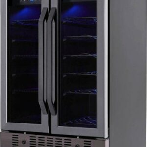 NewAir - 18 Bottle and 58 Can Built-in Dual Zone Factory Refurbished Wine and Beverage Cooler - Black