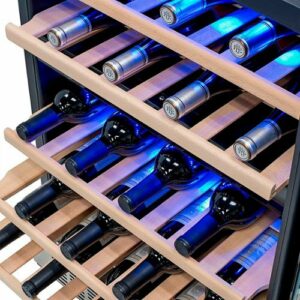 NewAir - 24” Built-in 46 Bottle Factory Refurbished Dual Zone Compressor Wine Cooler with Beech Wood Shelves - Stainless Steel