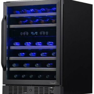 NewAir - 24” Built-in 46 Bottle Factory Refurbished Dual Zone Compressor Wine Fridge in Black - Black