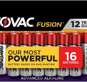 Rayovac Fusion AA Batteries (16 Pack), Double A Alkaline Batteries