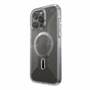 Speck - Presidio Lux Grip ClickLock Case with MagSafe for Apple iPhone 15 Pro Max - Clear/Glitter