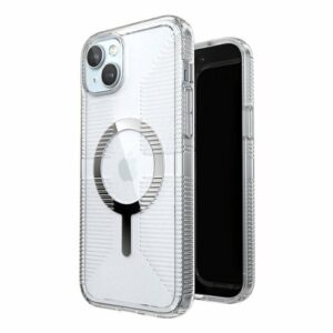 Speck - Gemshell Grip Case with MagSafe for Apple iPhone 15 Plus/14 Plus - Clear/Chrome