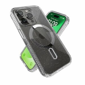 Speck - Presidio Lux Grip ClickLock Case with MagSafe for Apple iPhone 15 Pro - Clear/Glitter