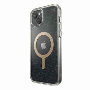 Speck - Presidio Lux Case with MagSafe for Apple iPhone 15 Plus/14 Plus - Clear/Gold Glitter