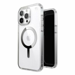 Speck - Presidio Perfect-Clear Case with MagSafe for Apple iPhone 15 Pro Max - Clear/Chrome