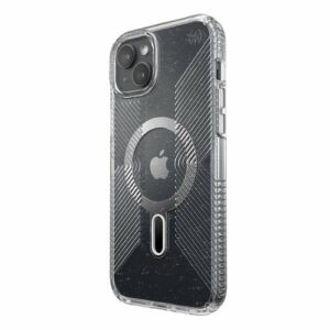 Speck - Presidio Lux Grip ClickLock Case with MagSafe for Apple iPhone 15 Plus/14 Plus - Clear/Glitter