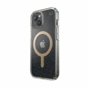 Speck - Presidio Lux Case with MagSafe for Apple iPhone 15/14/13 - Clear/Gold Glitter