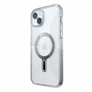 Speck - Presidio Perfect-Clear Grip ClickLock Case with MagSafe for Apple iPhone 15 Plus/14 Plus - Clear/Chrome