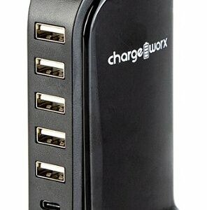 Chargeworx - 6-Port Charging Station - Black