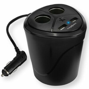 Chargeworx - 12V Dual USB Cup Holder - Black