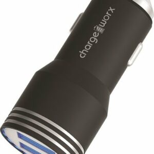 Chargeworx - 2.4A Dual-USB Car-Charger - Black