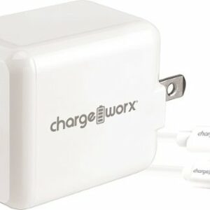 Chargeworx - USB and USB-C Wall Charger with Lightning Cable - White