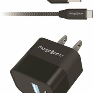 Chargeworx - 3' USB-C to USB-A Wall Charger with Cable - Black