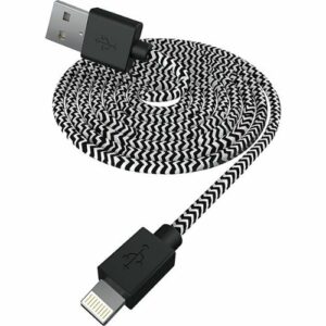 Chargeworx - 6' Braided Lightning Charge-and-Sync Cable - Black