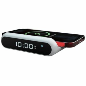 Chargeworx - 2-in-1 Wireless Charging Digital Alarm Clock for Qi and MagSafe Compatible Devices - White