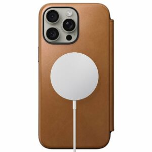 Nomad - Modern Leather Folio with Magsafe for Apple iPhone 15 Pro Max - Tan