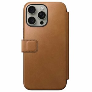 Nomad - Modern Leather Folio with Magsafe for Apple iPhone 15 Pro Max - Tan