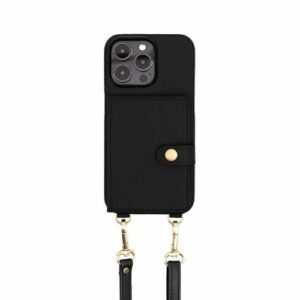 Bryten - Silverlake Vegan Leather Wallet Crossbody Case for Apple iPhone 15 Pro Max - Black