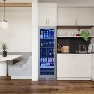 Zephyr - Presrv 24 in. 14-Bottle and 266-Can Single Zone Full Size Beverage Cooler - Stainless Steel/Glass