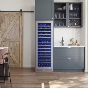 Zephyr - Presrv 24 in. 132-Bottle Built-In/Freestanding Dual Zone Full Size Wine Cooler with Full-Extension Wood Racks - Stainless Steel/Glass