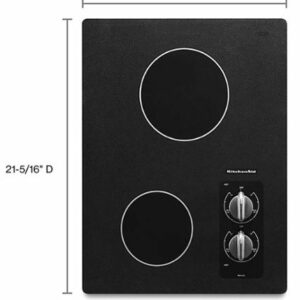 KitchenAid - 15" Built-In Electric Cooktop with 2 Radient Elements - Black