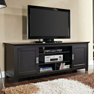 Walker Edison - Traditional Sliding Door TV Stand Cabinet for Most TVs Up to 78" - Black