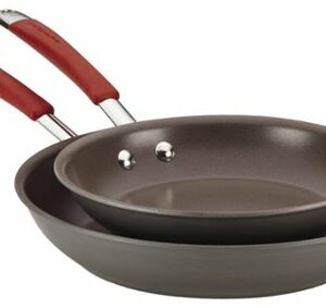 Rachael Ray - Cucina Skillet Set - Gray/Cranberry Red