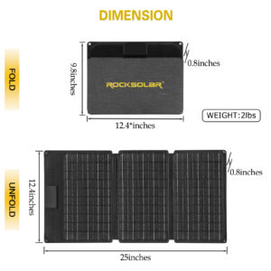 Rocksolar - Foldable 30W Solar Panel - Black