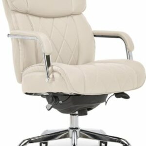 La-Z-Boy - Comfort and Beauty Sutherland Diamond-Quilted Bonded Leather Office Chair - Light Ivory